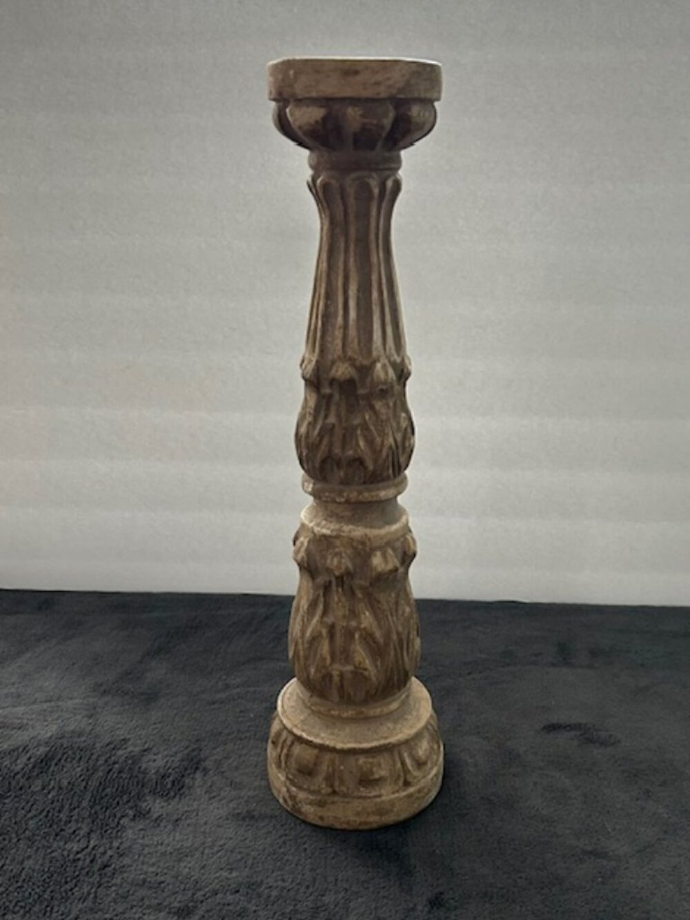 Acanthus Candlestick Candle Holder, 16", Cream Colored